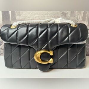 NWT Coach Quilted Tabby 33 Shoulder Bag Nappa Leather Brass Black CP151